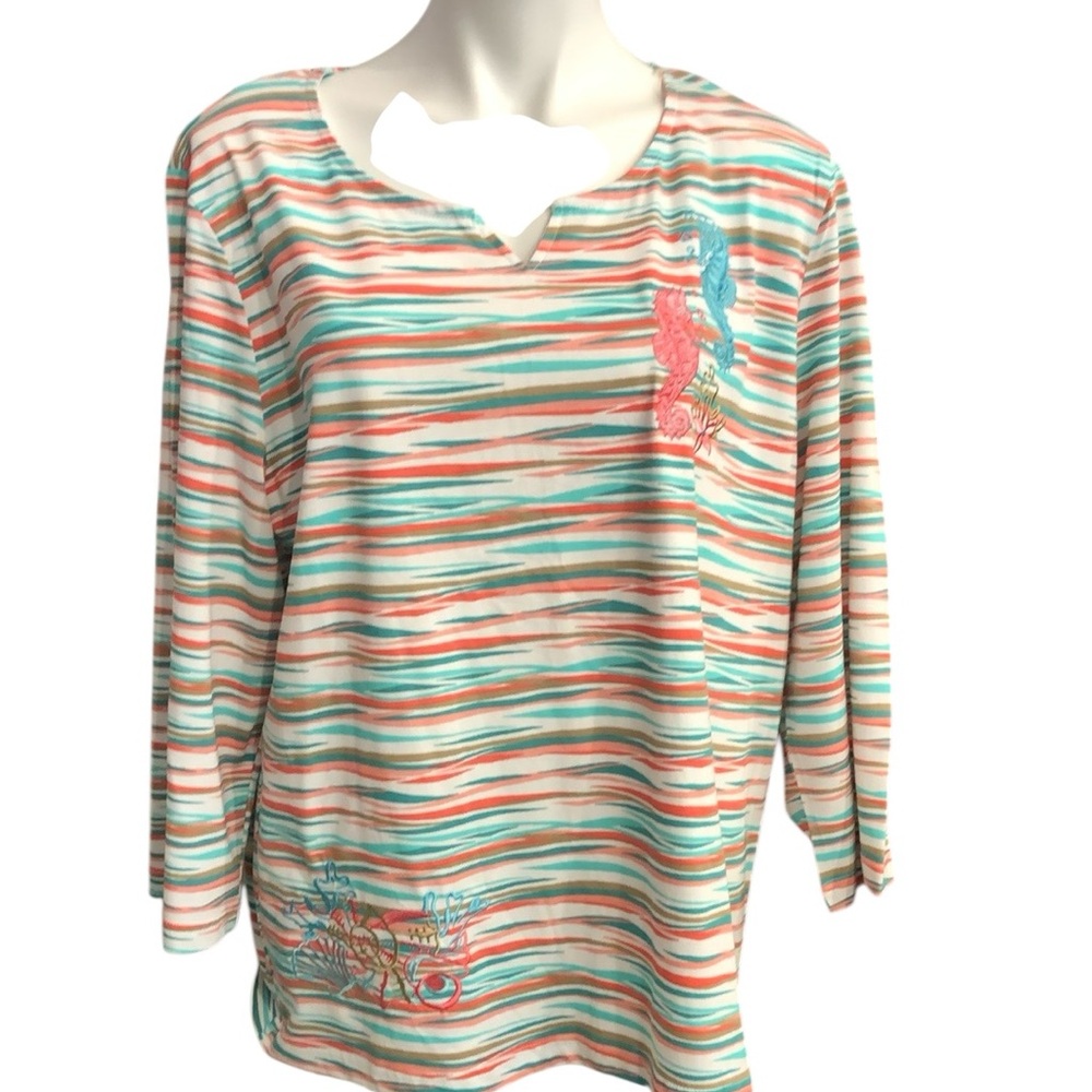 Bua Bua Striped Top with Embroidery